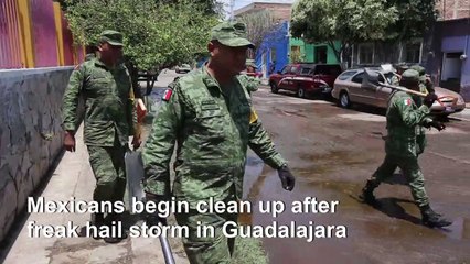 Mexican army helps clean Guadalajara streets after freak hail storm