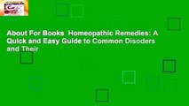 About For Books  Homeopathic Remedies: A Quick and Easy Guide to Common Disoders and Their