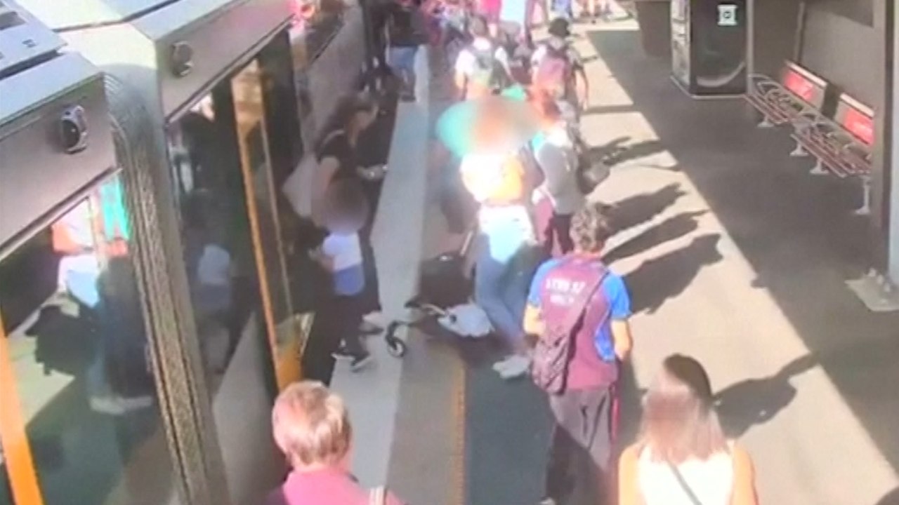 Terrifying moment a little boy falls into gap between train and platform