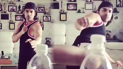 Gurmeet Choudhary takes up the Bottle Cap Challenge;Watch video | FilmiBeat