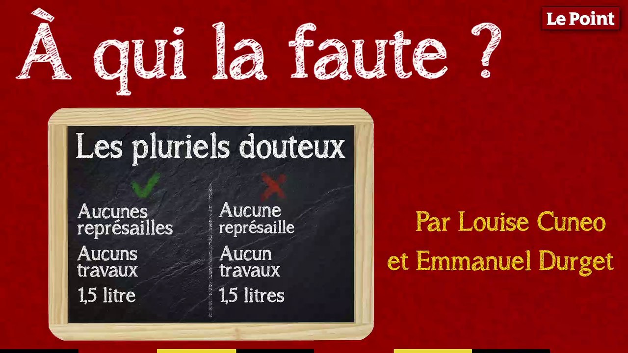 À qui la faute ? #15 : les pluriels douteux