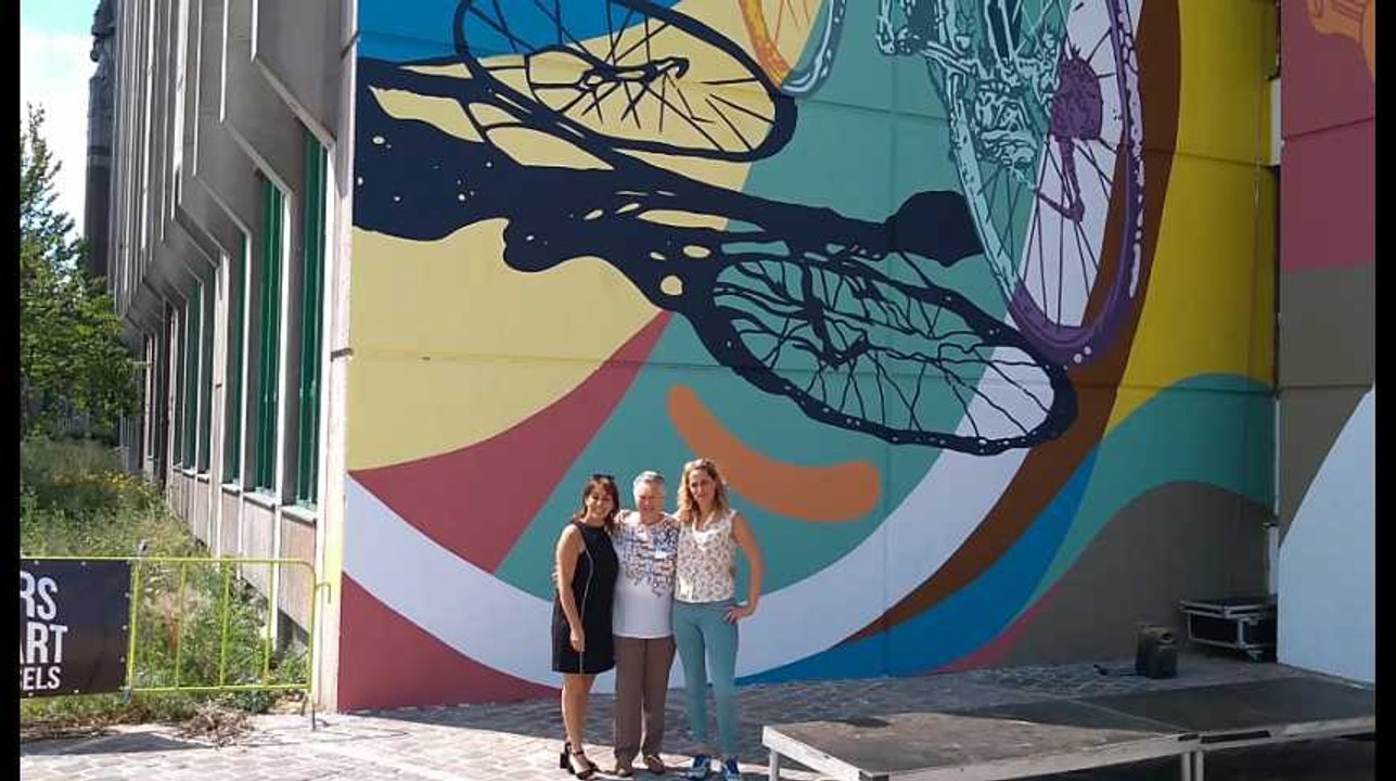 Inauguration de la fresque murale "Tour de France 2019: Hommage à Eddy Merckx et Yvonne Reynders" d'Amandine Levy