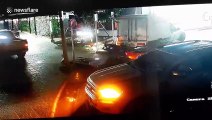 Drunk driver hits three parked vehicles while trying to leave Thailand petrol station