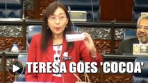 Teresa Kok promotes cocoa toothpaste and soap in Parliament