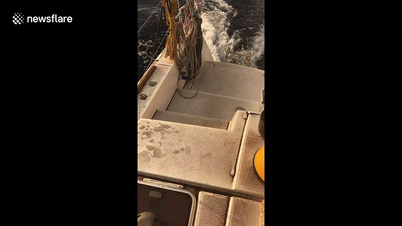 Volcanic ash covers boat as US tourists evacuate Stromboli