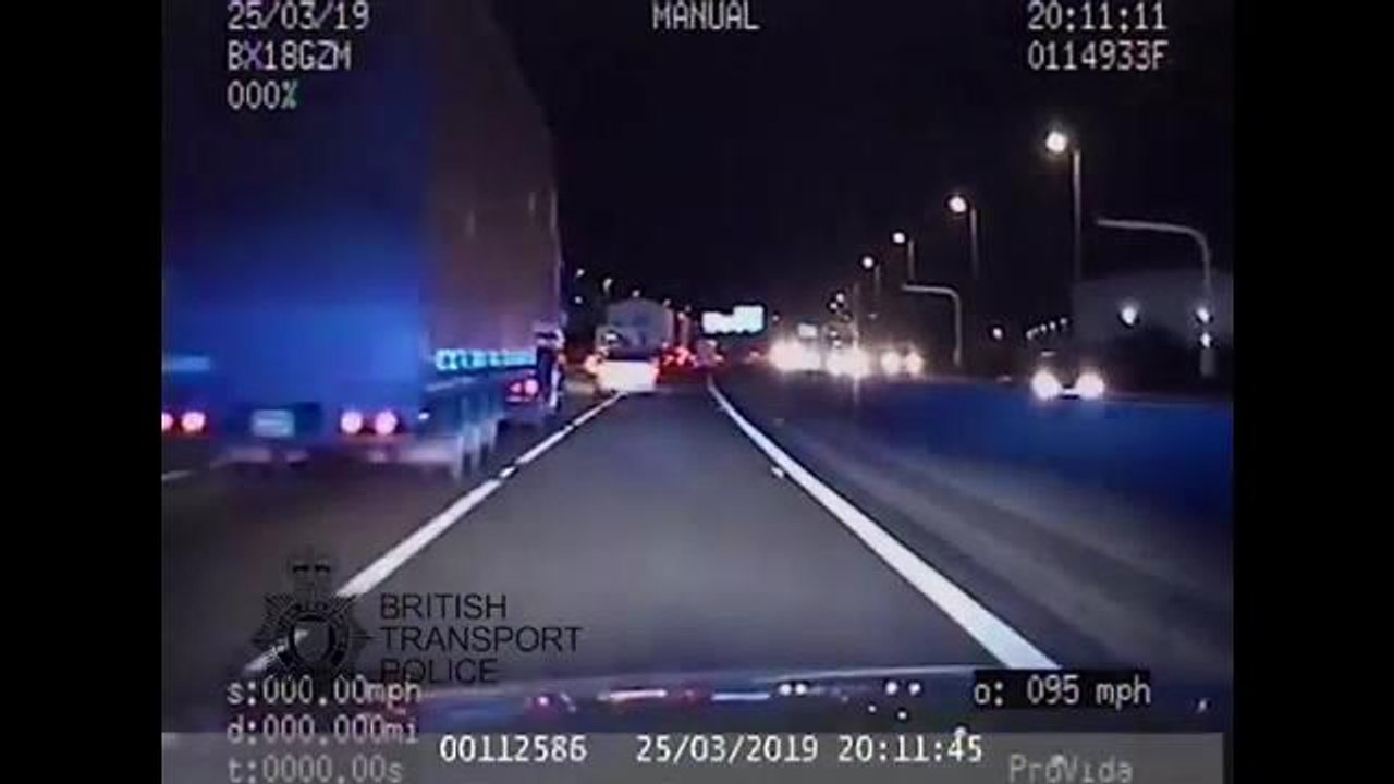 Shocking footage shows thug carjacking a woman at a train station before leading police on a 130mph chase