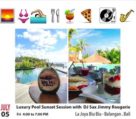 La Joya Balangan #Bali luxury pool sunset session with #DJ sax Jimmy Rougerie