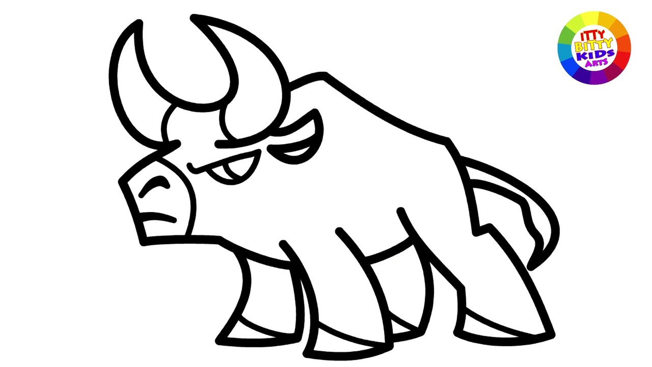 Caution ! ! !  Coloring Bull | Painting for toddlers and drawing for kids | Itty Bitty Kids Art