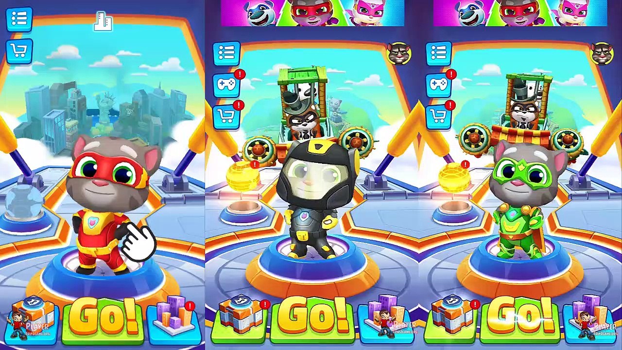 Video Super Red Tom vs Super Black Tom vs Super Green Tom- Talking Tom Hero Dash Gameplay