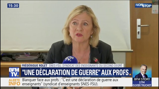 Pour le syndicat d’enseignants SNES-FSU, c'est une déclaration de guerre aux enseignants