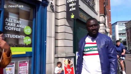 Ingenious Ireland pranksters trick public into thinking stack of boxes is falling on them