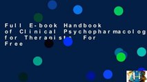 Full E-book Handbook of Clinical Psychopharmacology for Therapists  For Free