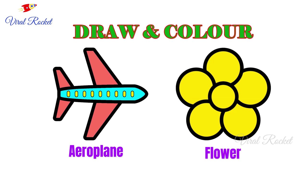Aeroplane Drawing for kids | How to Draw Flower for children | Art Breeze # 20 | Learn Drawing and Colouring || Viral Rocket