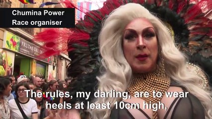 Men race in high heels for Madrid's Gay Pride festival