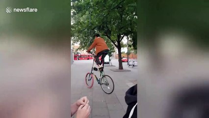 London man spotted riding on bizarre looking 'double bike'