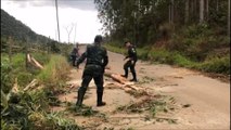 Equipe da Polícia Miltar Ambiental desobstrui estrada em Dores do Rio Preto