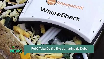 Robô Tubarão tira lixo da marina de Dubai