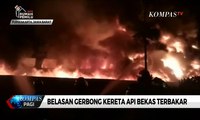 Belasan Gerbong Kereta Api Bekas di Purwakarta Terbakar
