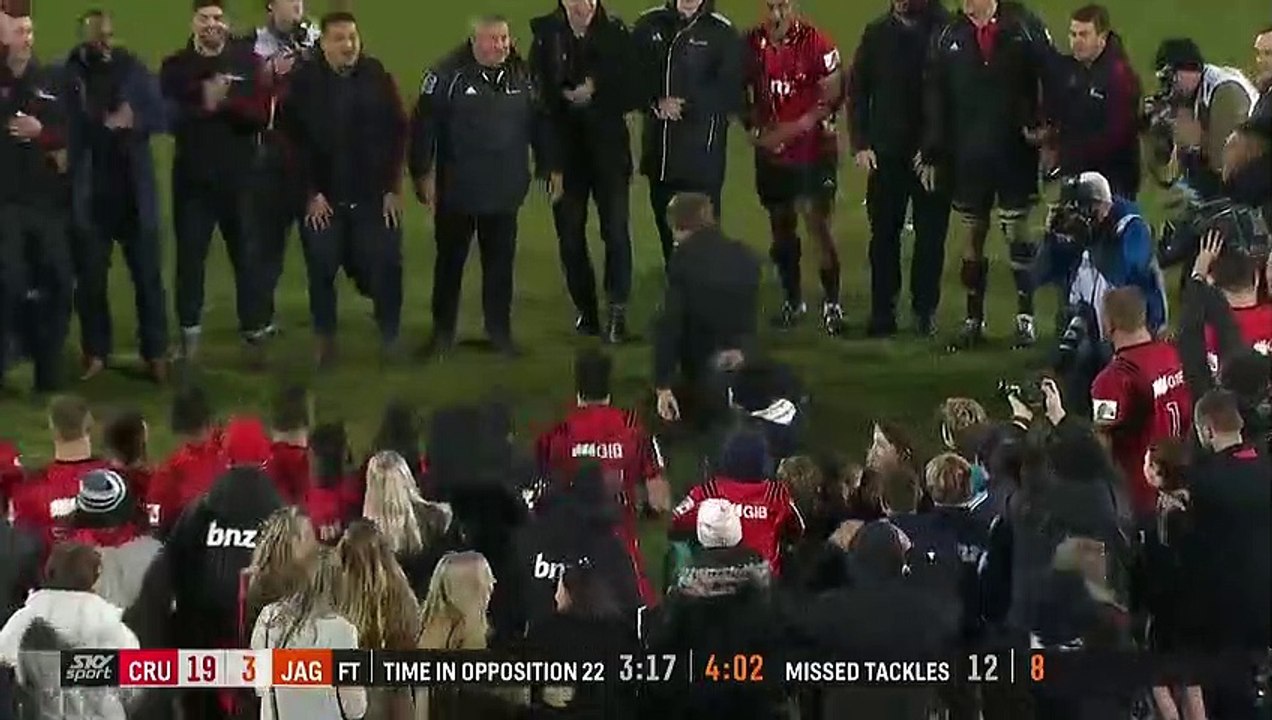 Scott Robertson danse après le 10e titre des Crusaders