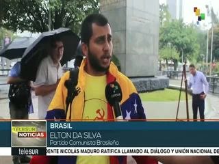 Brasil: homenaje floral en la estatua de Simón Bolívar