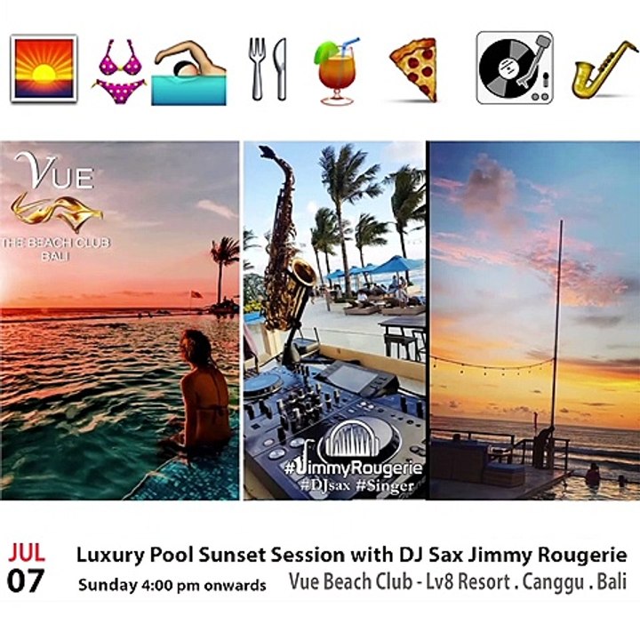 #VueBeachClub Canggu #Bali luxury beach sunset session with #DJ sax Jimmy Rougerie