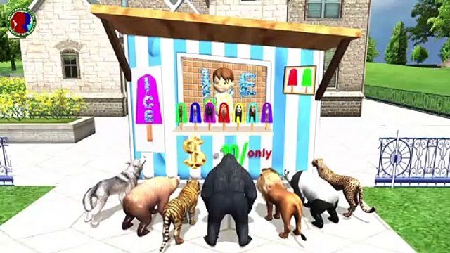 Learn Colors With Animals For Childrens || ice cream colors || lion tiger gorilla bear panda wolf cheetah