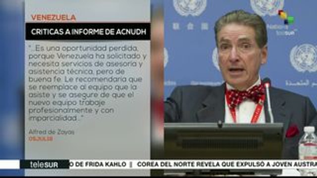 Alfred de Zayas: Informe de Bachelet es defectuoso y decepcionante