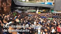 Hong Kong: manifestation devant une gare 