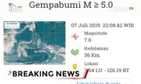 [TERBARU] Gempa Magnitudo 7 Guncang Barat Daya Ternate, Berpotensi Tsunami