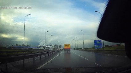 Crane Rollover Takes out Light Pole