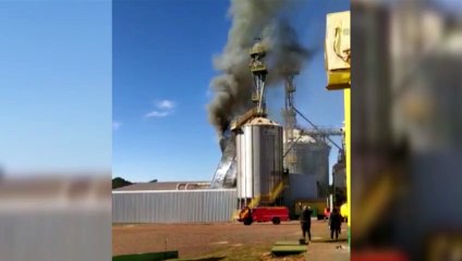 Vídeo mostra momento que secadora de grãos desaba em cooperativa de Guaíra