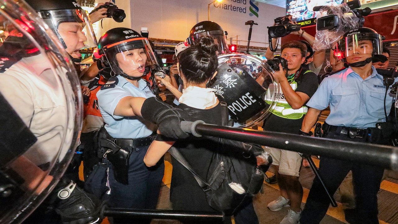 Protesters and police clash at night in Mong Kok after mass rally against Hong Kong extradition bill