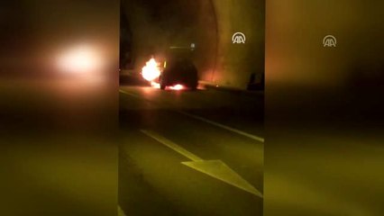 Amasra Tüneli'nde araç yangını
