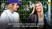 Hailey Bieber marks one year since Justin Bieber popped the question with a sweet post