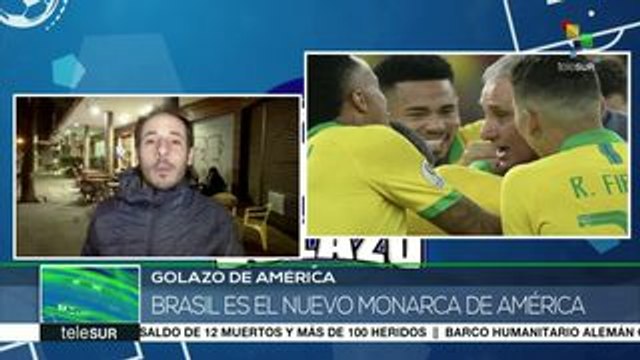 Brasileños festejan el triunfo de su selección en la Copa América