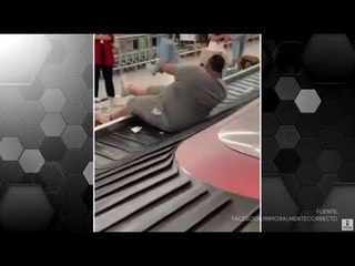 Esto pasa cuando tiras a un gordito a la banda de equipaje | Qué Importa