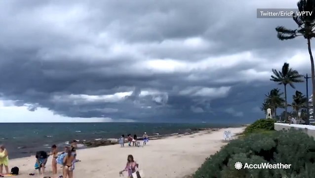 Time lapse of storm clouds creeping over the beach