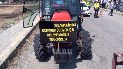 Borç nedeniyle suları kesilen çiftçiler eylem yaptı