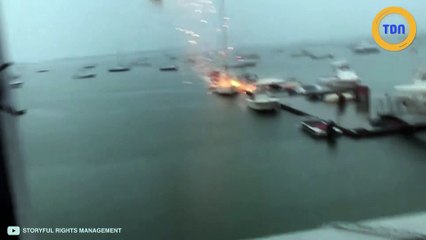 La foudre frappe un voilier à Boston