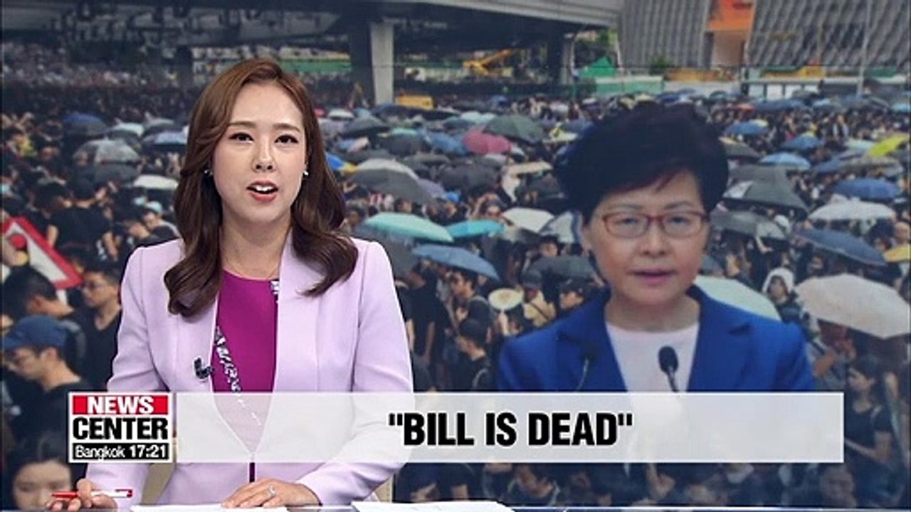Hong Kong leader says China extradition bill is 'dead'