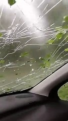 Car Hammered by Hail