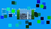 About For Books  Law for Architects: What You Need to Know  Best Sellers Rank : #1