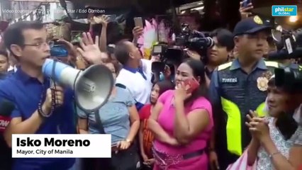 Manila Mayor Isko Moreno addresses Divisioria vendors