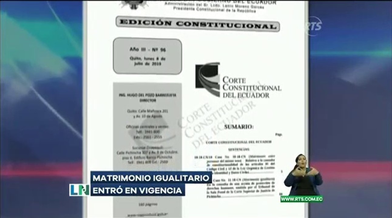 Matrimonio Igualitario entró en vigencia en el Ecuador