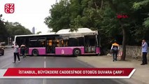 İstanbul-Büyükdre caddesi'nde belediye otobüsü duvara çarptı