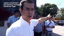 Manila Mayor Isko Moreno expresses dismay while inspecting the Bonifacio Shrine