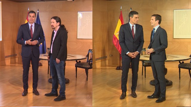Sánchez se reúne con Iglesias y Casado de cara a su investidura
