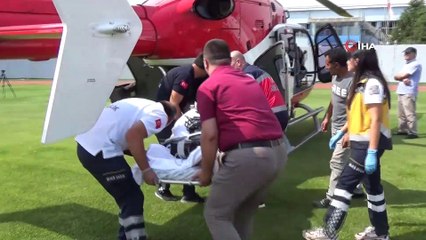 Hava ambulansı boynu kırılan kadın için havalandı