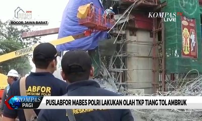 Puslabfor Mabes Polri Lakukan Olah TKP Tiang Tol BORR Ambruk