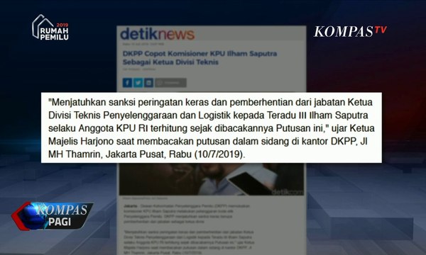 Langgar Kode Etik, DKPP Copot Jabatan 2 Komisioner KPU